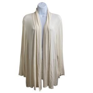J Jill Wearever Collection White Knit Open Front Cardigan Size 2X Lagenlook Boho